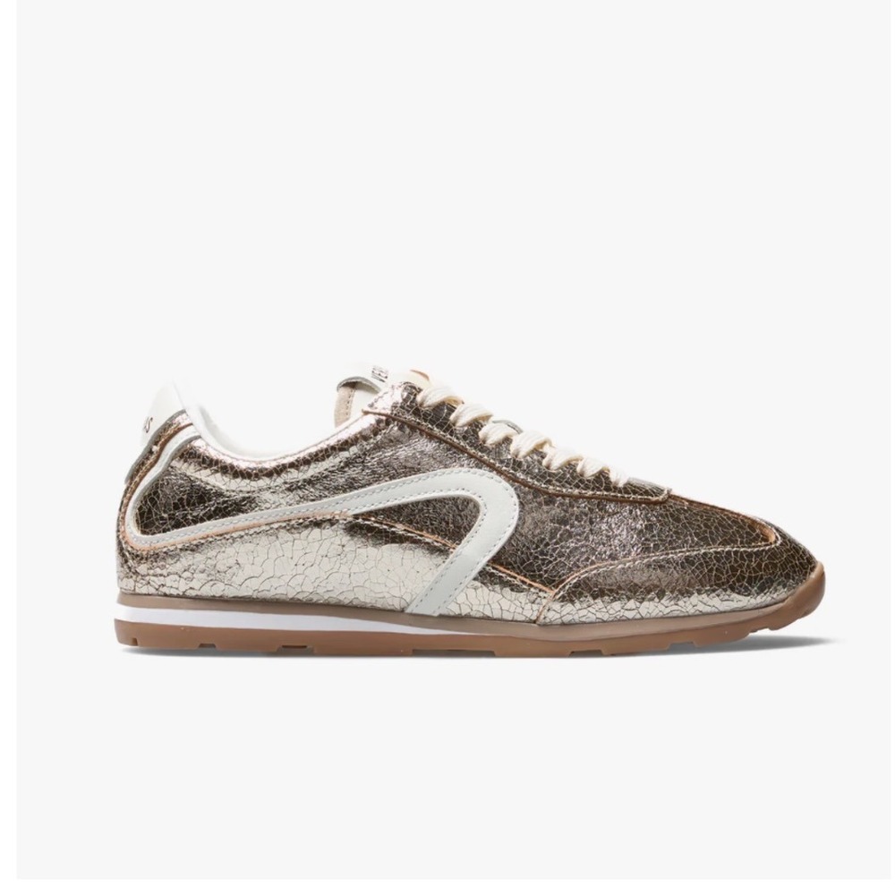 Verbenas Jamaica Breck Sava Oro-Ivory Metallic Crackled Leather Sneakers Size 39